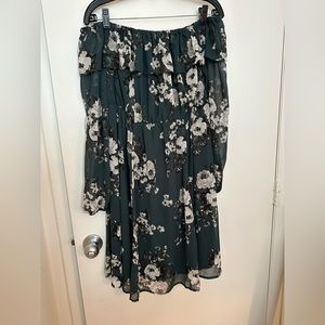 Torrid off shoulder green chiffon dress size 0